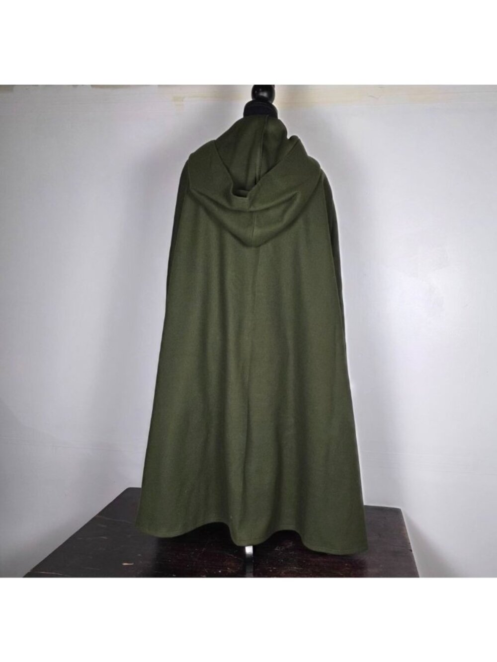 Olive Green Hooded Cape Cloak Size L Renaissance Medieval Halloween Costume 43"